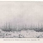 illustration of a group of whaling ships on the Arctic Ocean, with a caption that reads: "Abandomnet of the Whalers in the Arctic Ocean, September, 1871"