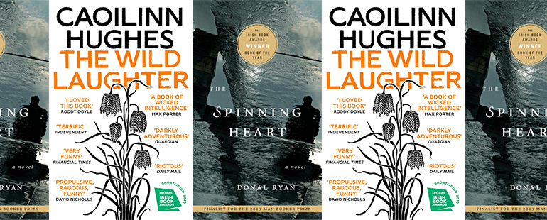 side by side series of the covers of The Wild Laughter and The Spinning Heart
