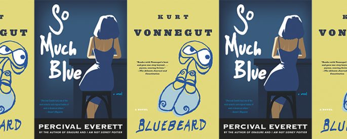 side by side series of the covers of So Much Blue and Bluebeard