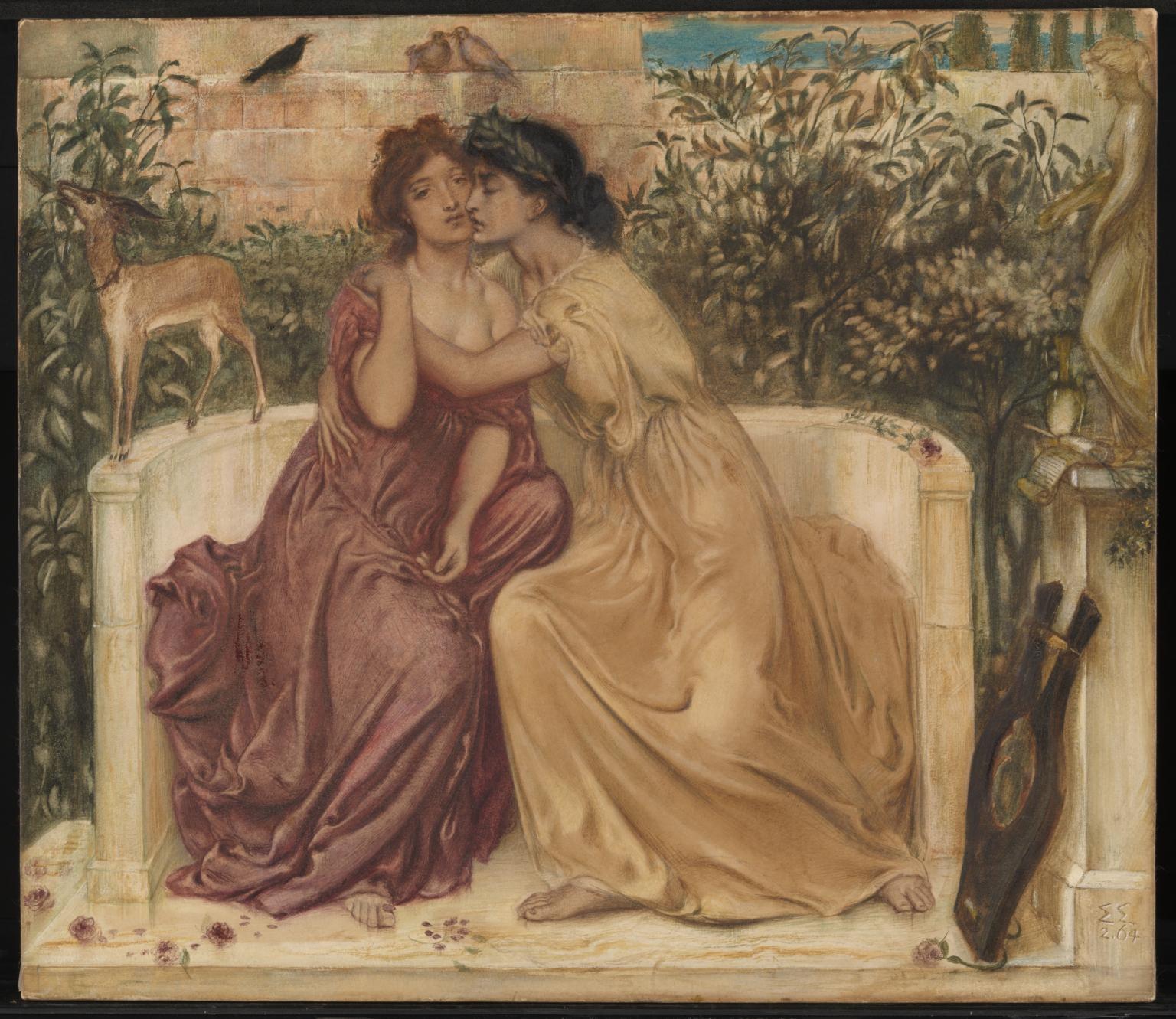 the painting: Sappho and Erinna in a Garden at Mytilene 