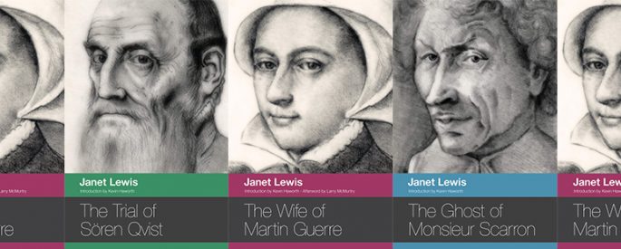 side by side series of the covers of Janet Lewis's works