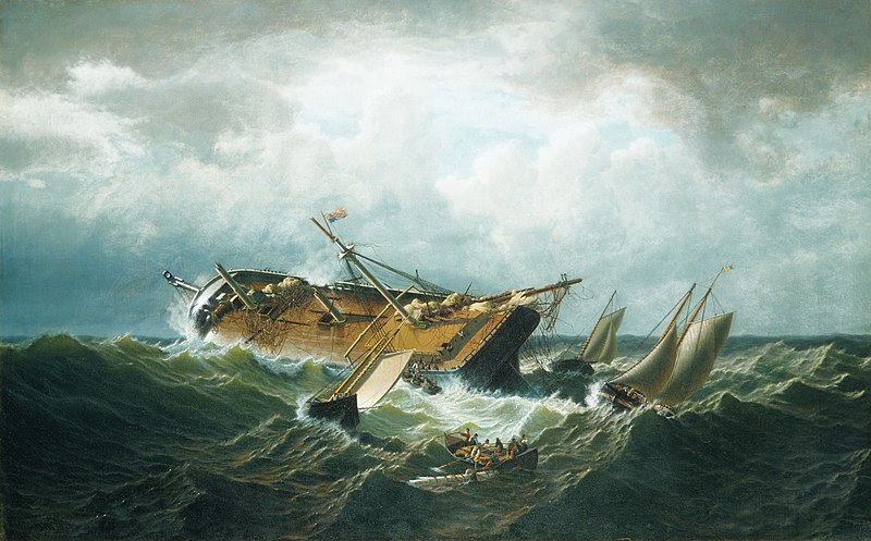 William Bradford's oil painting: "Shipwreck off Nantucket (Wreck off Nantucket after a Storm)"