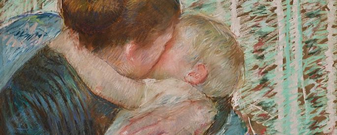 painting by Mary Cassatt - Mother and Child (The Goodnight Hug)