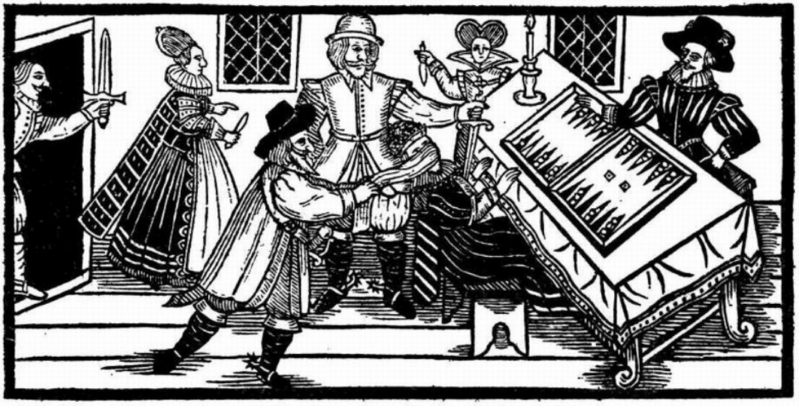 a woodcut of Alice Arden and her associates killing her husband