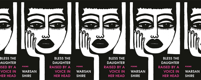 the cover of Bless the Daughter Raised by a Voice in Her Head, featuring a black and white illustration of a woman with her head in her hand