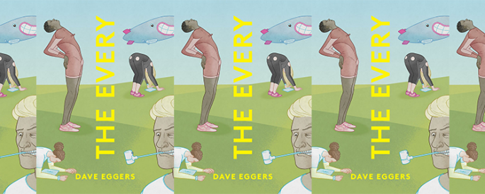 the book cover for The Every featuring an illustration of people standing outside distracted by their phones