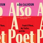 the book cover for Also a Poet, featuring the title in bold, tan font against a pink and red background