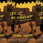 the book cover for Let It Be Morning, featuring an orange-hued photograph of children running in a road