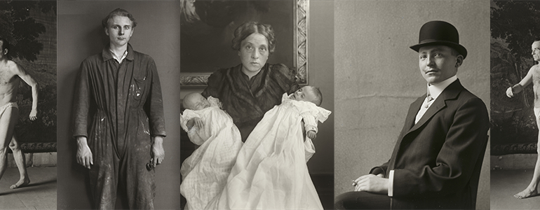 un collage de fotografías de August Sander a las que se hace referencia en este ensayo