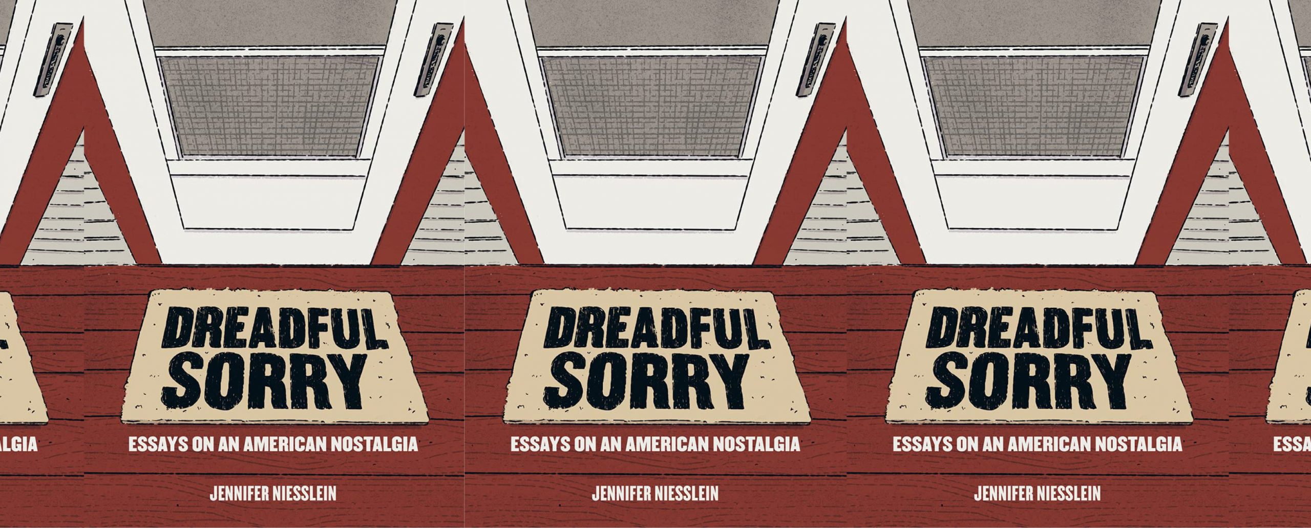 the book cover for Dreadful Sorry, featuring an illustration of a doormat on a porch