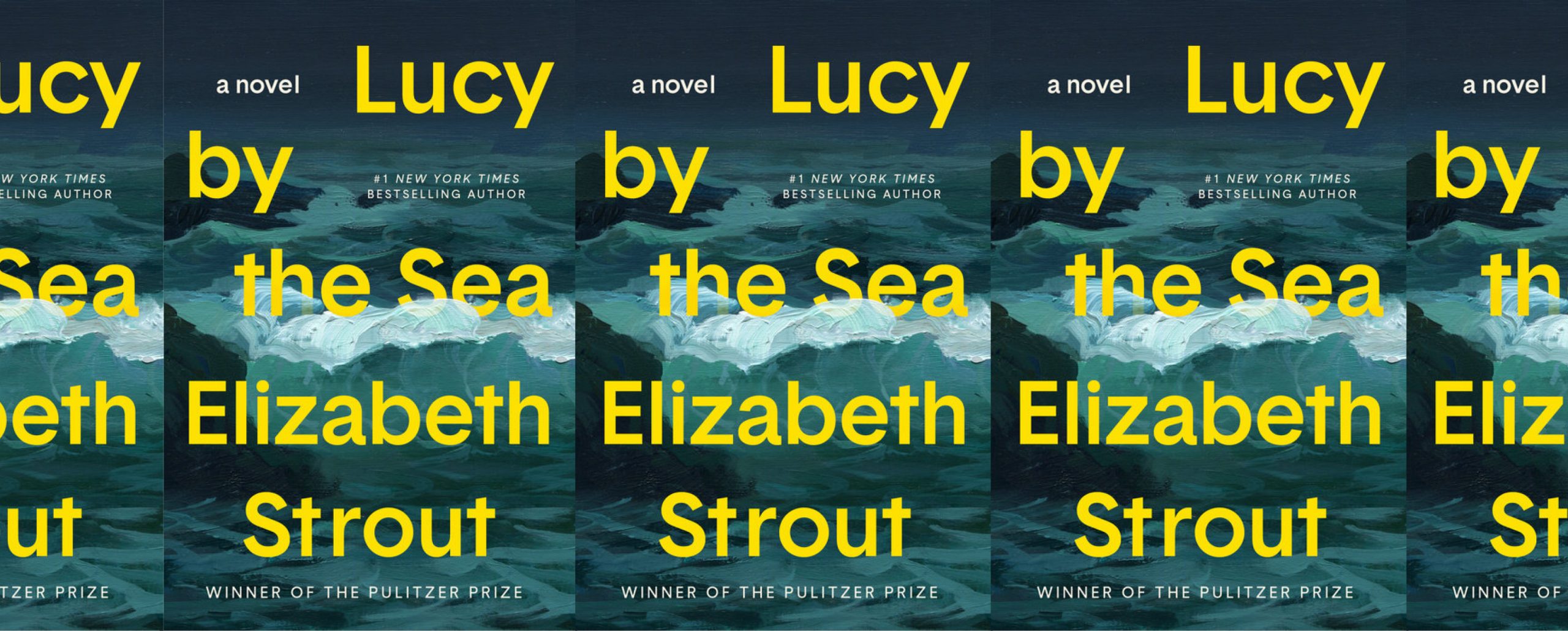 the book cover for Lucy by the Sea, featuring a painting of a dark and stormy sea